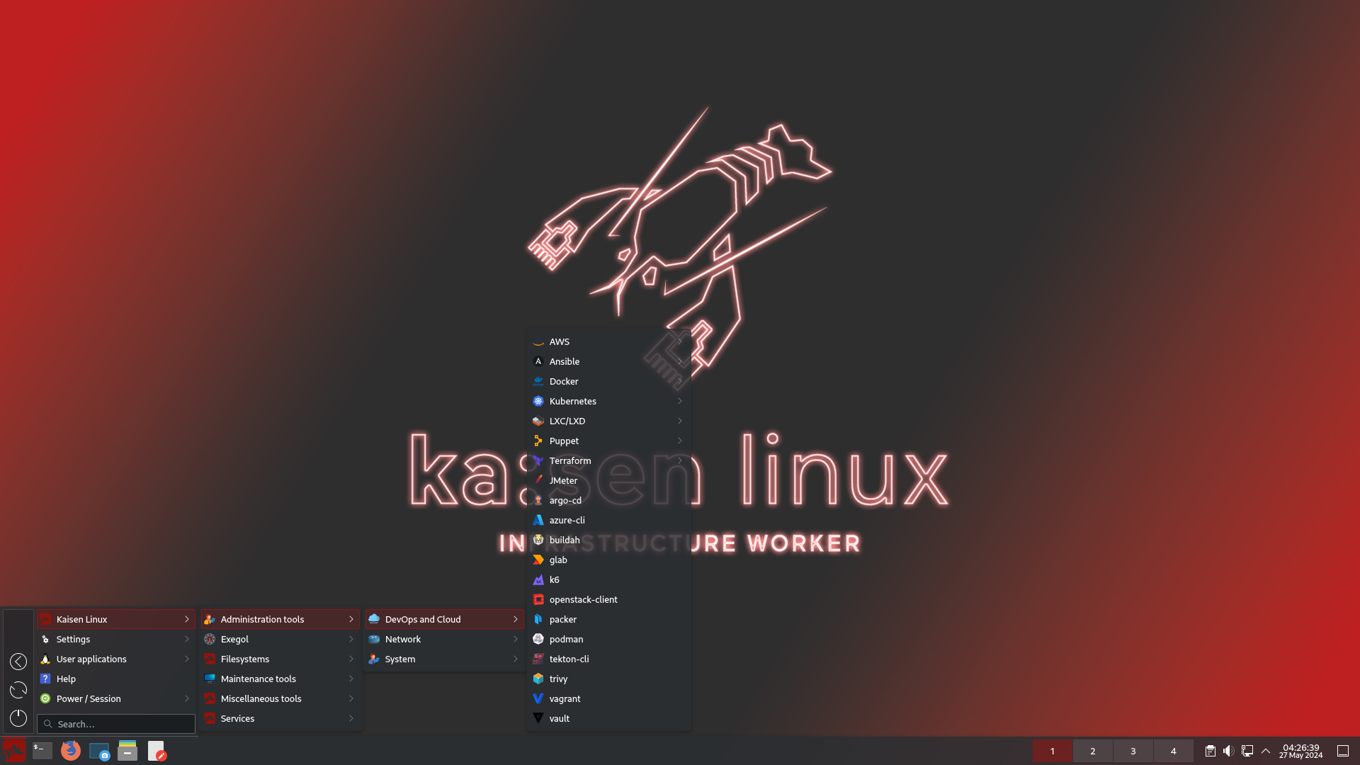 kaisen linux KDE with cloud menu