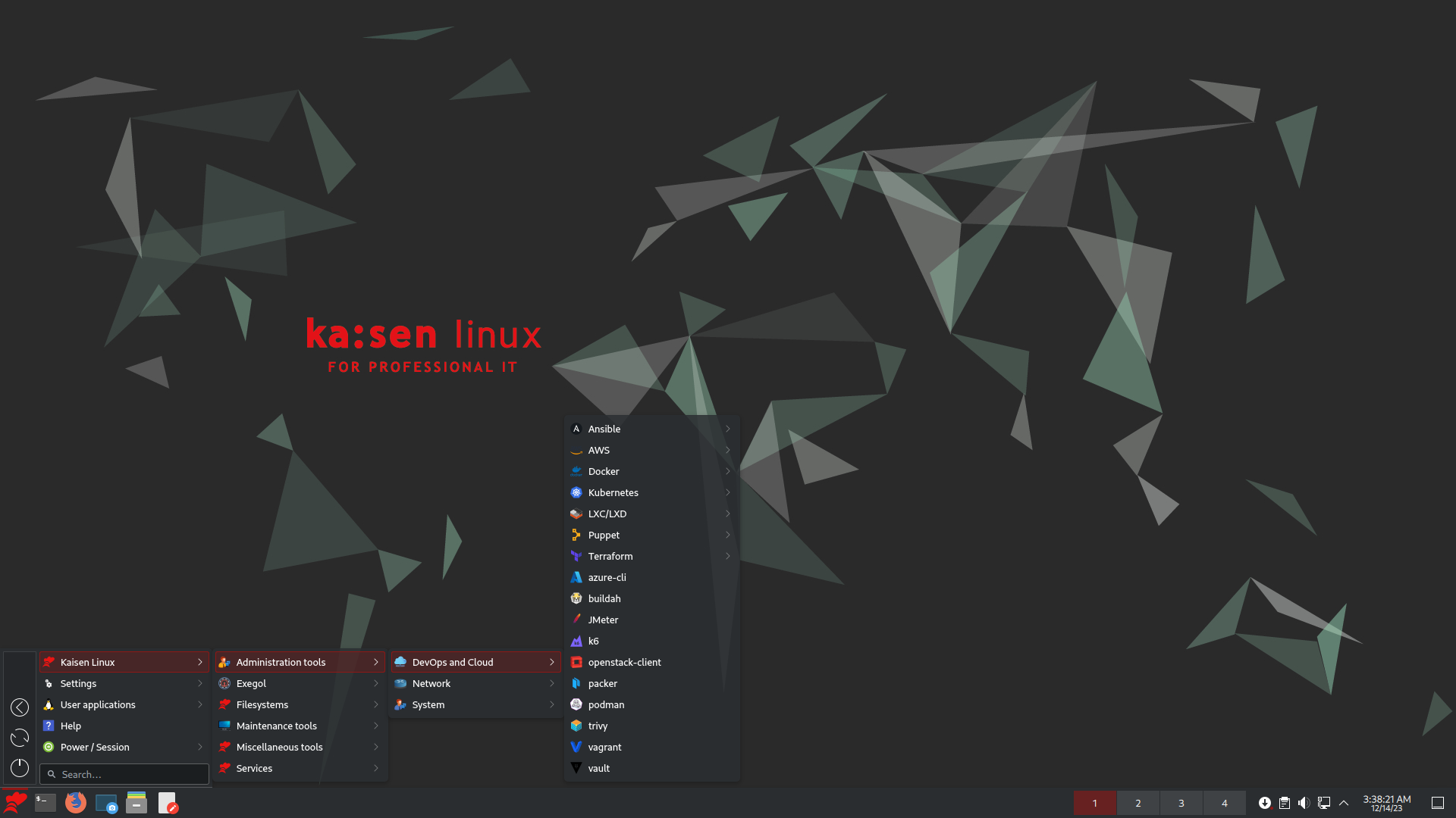 kaisen linux KDE with cloud menu