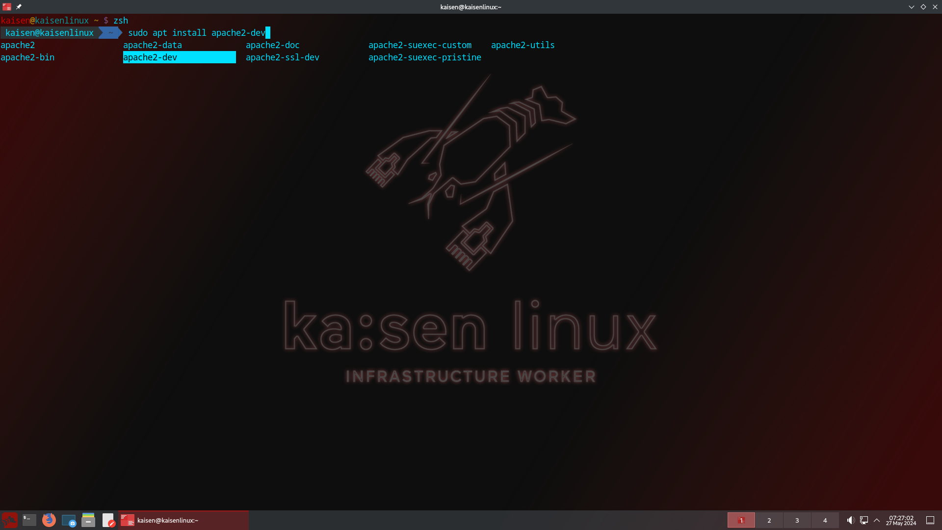 kaisen linux zsh completion for APT