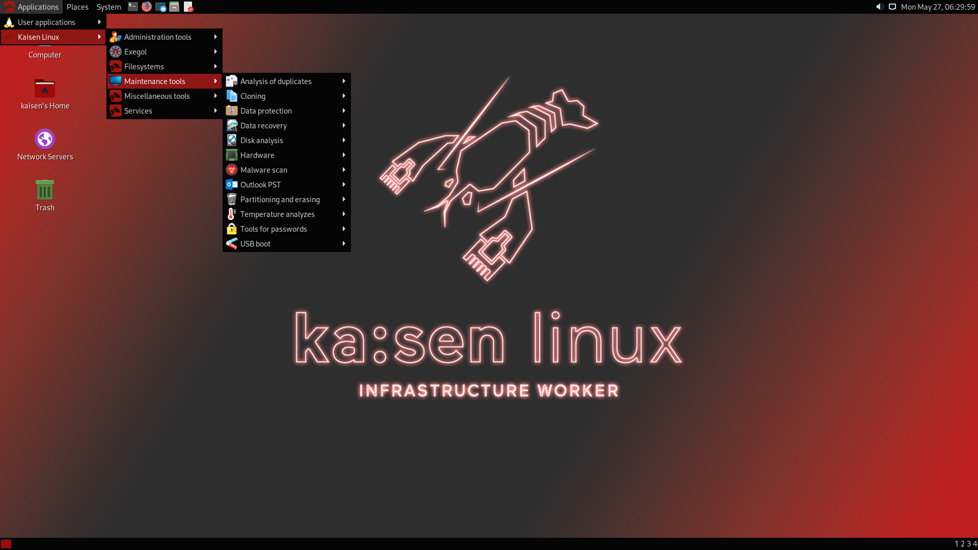 kaisen linux mate with technicians tools menu